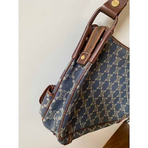 CELINE Paris Macadam Denim Signature Denim Flap Messenger Bag Y2K Shoulder - Picture 7 of 16